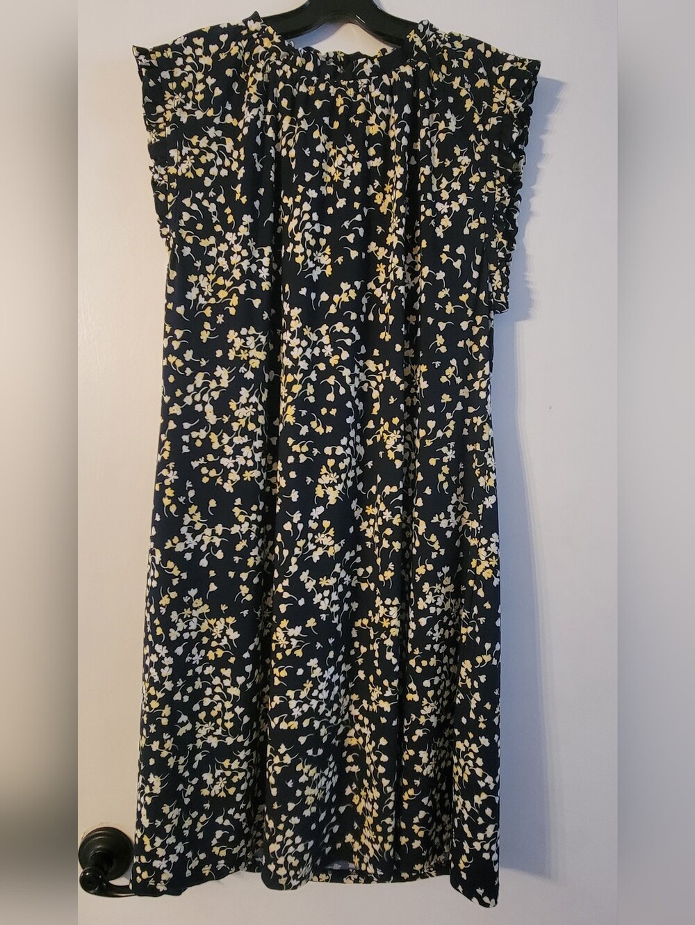 Tommy Hilfiger Navy Floral Midi Dress with Yellow & White Flowers